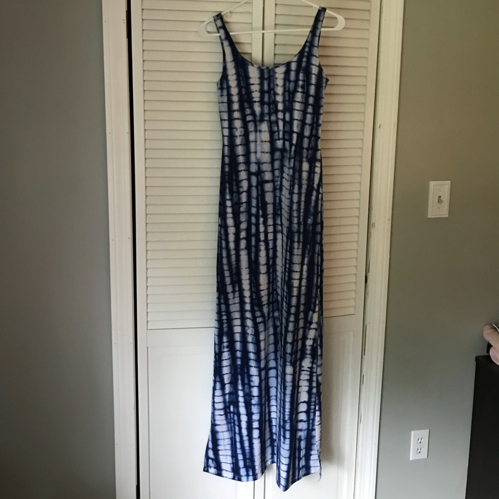 Blue tie die maxi dress